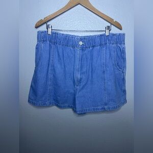 Madewell Denim Pull On Shorts Blue Elastic Waist Size 33